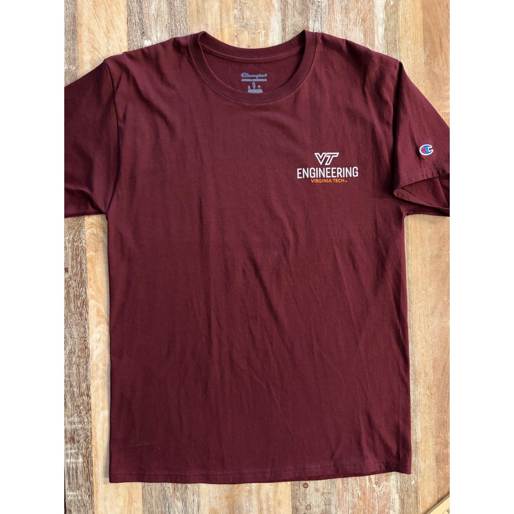 Champion Virginia Tech Engineering T-Shirt Mens Medium Maroon VT Hokie Tee